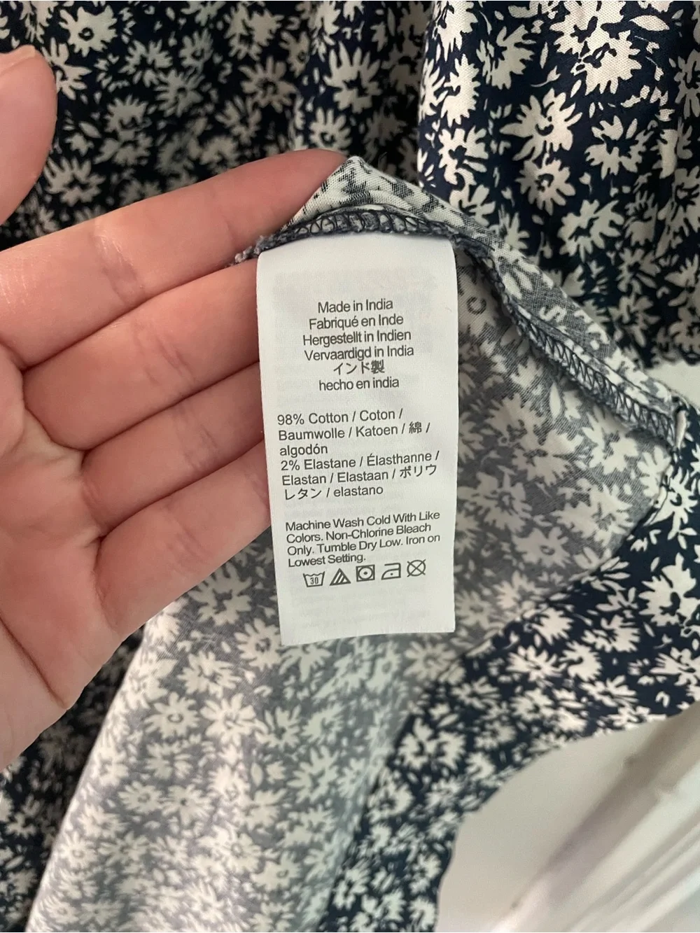 J.Crew Factory Cotton Floral Mini Dress Size 14 Navy & White Short Sleeve